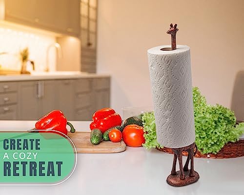 Comfify Copper with Black Giraffe Paper Towel & Toilet Paper Stand – 18.9" - Image 5