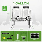 Accguan 1-Gallon Drink Dispensers for Parties,Glass Beverage Dispenser 2pcs - Image 2