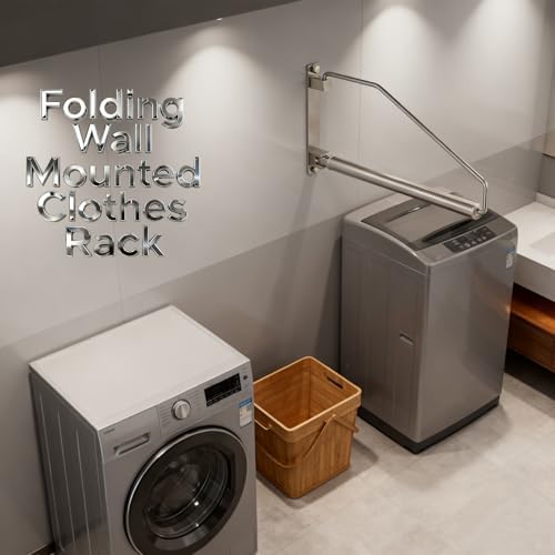 Folding Wall Mounted Clothes Hanger Rack Clothes Hook Solid Brass with Swing Arm Holder Clothing Hanging System Closet Storage Organizer Heavy Duty Drying Rack Wall Mount,Brushed Nickel - Image 3