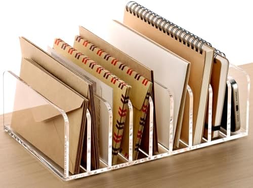 SANRUI Mail Organizer, Clear Acrylic Desk Organizer, 9-Compartment - Image 7
