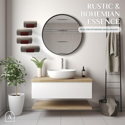 Bamboo Towel Rack by Aura Nest Set of 4 Wood Towel Racks Bamboo Bathroom Accessories -Wall Towel Holder for Rolled Towels Wooden Towel Racks for Bathroom Spa Bathroom - Dark Brown - Image 5