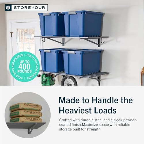 StoreYourBoard Garage Wall Shelf, 2x4 ft, Holds 400 lb, 6 Hooks, 2 Pack - Image 5