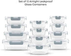 JoyJolt 24pc Borosilicate Glass Storage Containers with Lids | 12 Airtight/Freezer Safe Food Storage Containers for Pantry and Kitchen | Meal Prep Container for Lunch | Glass Tupperware Set - Image 3