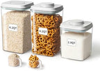 Ankou Food Storage Container Sets, 2.8 Qt + 4.2 Qt *2 Airtight Canisters with Lids and 130ml Scoop, BPA-Free Plastic Pantry Containers for Flour, Sugar, Rice by ANKOU