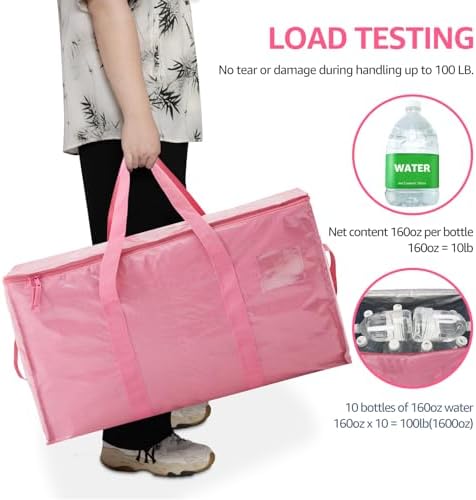 Moving Bags Heavy Duty Extra Large, Moving Boxes, Moving Supplies Essentials,Storage Bins with Lids, Plastic Packing Totes, Storage Bags for Clothes with Handles & Zippers(Pink, 10 Pack) - Image 6