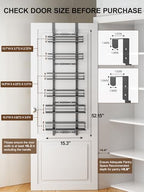 Delamu Over the Door Pantry Organizer, 6 Tier Pantry Door Organizer with Adjustable Basket, Door Spice Rack Seasoning Organizer, Metal Hanging Pantry Organizers and Storage for Kitchen,15.3" Black - Image 2