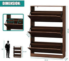 Xixini Shoe Storage Cabinet for Entryway with 3 Flip Drawers, Sturdy Wood Hidden Shoe Storage, Freestanding Narrow Slim Shoe Organizer for Front Door Entrance, Living Room, Hallway, Bedroom, Walnut - Image 2
