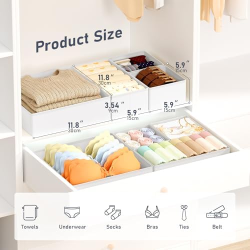 DIMJ Drawer Organizer Clothes 28 Pack - Foldable Baby Organizers and Storage & Closet Organizers for Bedroom, Closet - Nursery Organization Dresser Dividers for underwear, Sock,Bra, Belt, Tie,White - Image 2