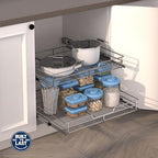 JOWBOOW 2-Tier Pull Out Cabinet Organizer, 26" W x 22" D, Chrome - Image 2