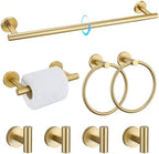 TQKAG 8-Pieces Bathroom Hardware Set, Brushed Gold Towel Bar Set 23.6 Inch by TQKAG