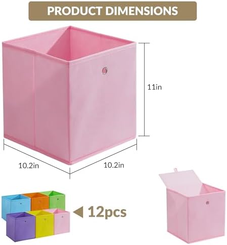 Garvee 12 Pack Storage Cubes, 10.2" Foldable Organizer for Cube Shelves - Image 7