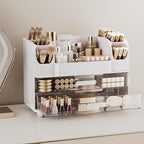 Delamu Large Makeup Organizer Countertop with 6 Brush Holders, White - Image 2