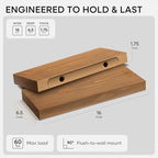 Homeforia 16 Inch Floating Shelves, High-End Solid Pine Wood, Set of 3 - Image 2