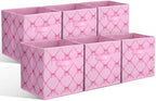 Geelin 6 Pcs Pink Bow Cube Storage Bins 11 Inch Storage Basket with Handle by Geelin