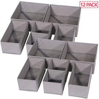 DIOMMELL 12 Pack Foldable Cloth Storage Box Closet Dresser Drawer Organizer Fabric Baskets Bins Containers Divider for Baby Clothes Underwear Bras Socks Lingerie Clothing,M Grey 444 - Image 7