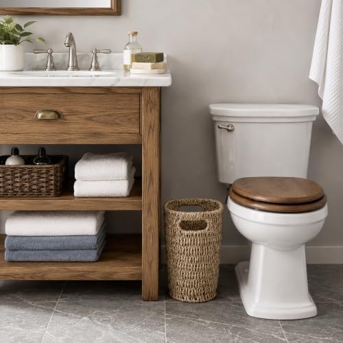 Coeusy Wicker Trash Can,Seagrass Waste Basket for Bathroom,Bedroom,5 Gallon - Image 2