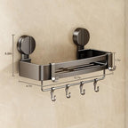 VOLPONE Shower Caddy Suction Cup, 2 Pack Corner Shower Shelves No Drilling, Showers Organizer Storage with Towel Bar & Removable Hooks, Bathroom Shower Shelf Rack for Inside Showers - Image 2