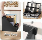 Bamboo Desk File Organizer, 3 Compartment Magazine Holder for Home Office(Black) - Image 7