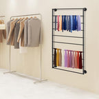 Wall Mounted Scarf Rack 23.6"×47.2", Wall Wrapping Paper Ribbon Organizer, Tie Scarf Rack Belt Towel Holder Metal Shelving Rack for Flower Shop Retail Store (Black) - Image 3