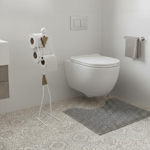 GRANDMIX Funny Standing Toilet Paper Holder with Metal Figurine (Model 3 - White) by GRANDMIX