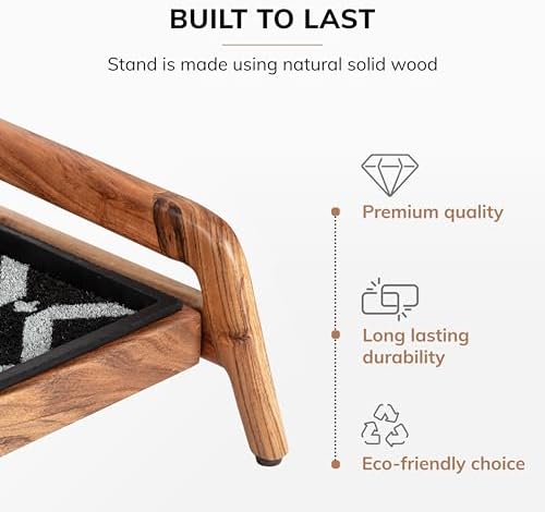 Anji Mountain Heavy Duty Waterproof Wooden Shoe Storage Mat Organizer/Boot Storage Tray Multi Use for Entryway with Coir, Black and Ivory Diamond Insert, 1 Tier, Fits 2 Pair (26.5" Wide) - Image 4