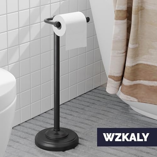 Black Toilet Paper Holder Stand Stainless Steel & Stable Weight Base - Image 2