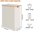 efluky Laundry Hamper 3 Section with lid and 3 Removable Bags, Beige - Image 2