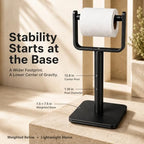 Toilet Paper Holder Stand – Heavy Duty Weighted Base, Free Standing Anti-Tipping, Matte Black - Image 3