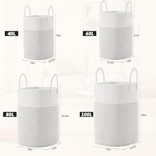 Artfeel Laundry Basket,Woven Cotton Rope Laundry Hamper,40L Versatile Storage for Dirty Clothes,Baby Toys,and Blankets in Bathroom, Nursery,and Living Room - Image 3
