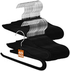 Velvet Hangers Non Slip,40 Pack Space Saving Pants Hangers,Thin Space Saving Clothes Hanger for Closet, Durable Heavy Duty Hanger with 360 Swivel Hook for Pants Towel Jeans(Black) by SOULNAMAN