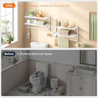 HOOBRO 23.8" Towel Rack for Bathroom, 3 Tier Towel Shelf with Tower Bars, Bathroom Storage Organizer for Towels and Toiletries, Towel Holder Wall Mounted with 2 Hooks, White WT08LB01 - Image 5