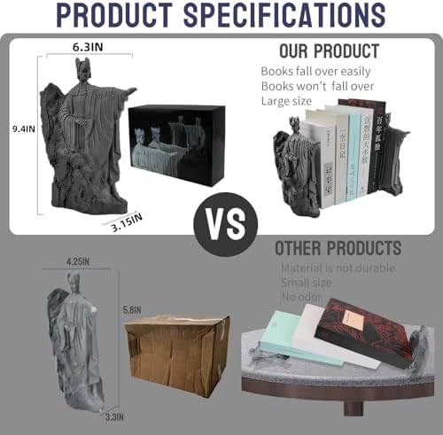Bookends Height 9.5" Book Ends Decor Merchandise Resin,Gifts for Living Room Bedroom Office Decoration (9.5 inch) - Image 2