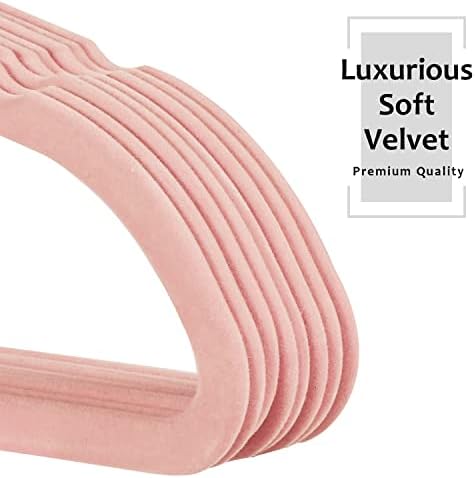 VECELO Premium Velvet Clothes Hangers Suit Heavy Duty (60 Pack)-Non Slip & Space-Saving with 8 Finger Clips & Tie Rack Excellent for Men and Women,Pink - Image 4