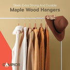 Brown Wooden Hangers 100 Pack – Heavy-Duty with 360° Swivel Hook, Non-Slip, Pants Bar & Shoulder Grooves - Wooden Hangers for Suits, Jackets, Dresses & Camisoles, Space-Saving and Smooth Finish - Image 7