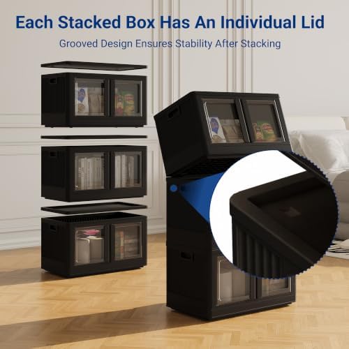 FLEXIMOUNTS 228 QT Stackable Plastic Storage Bins With Lids, Black - Image 5