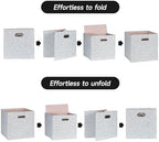Posprica Collapsible Storage Bins,13×13 Foldable Storage Cube Boxes Fabric Drawer Fabric Storage Bins Vinyl Record Woven Gray, 4 Pack - Image 3
