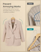 SONGMICS Wooden Hangers, 50 Pack, Basic Wood Clothes Hangers, Space Saving - Image 5