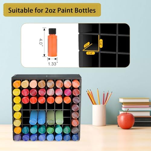 Krafetto 64-Grid Paint Organizer for 2 Oz Bottles, Wall Mount, Black - Image 3