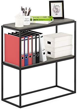 Furinno Moretti 2-Tier Metal Frame Storage Shelves, French Oak Grey by Furinno-FitsYourSpaceFitsYourBudget
