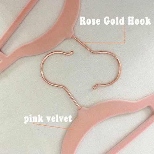 Pink Velvet Hangers 50 Pack - Adult Hangers Rose Gold Hook, Space Saving Non-Slip Clothes Hangers, 16.5 Inch with Tie Bar for Coats,Sweater,Jackets,Dresses, Shirts, Suits & T-Shirts - Image 2