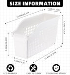 CroBlissful 12 Packs Large Book Bins with Wheels Plastic File and Binder Holders White Hollowed Magazine Books Storage Organizers for Home Office Supplies - Image 4