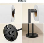 FORIOUS Toilet Paper Holder Stand with Storage for 4 Rolls, Matte Black - Image 7