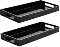 MAONAME Black Vanity Tray Set of 2, Rectange Toilet Tank Trays with Handles by MAONAME