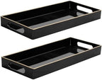 MAONAME Black Vanity Tray Set of 2, Rectange Toilet Tank Trays with Handles by MAONAME