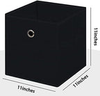 Foldable Storage Cubes Bins ,11 Inch Cloth Storage Cube Fabric Storage Box Cubes Organizer Baskets with Handles for Home Organizer Set of 12 (Black) - Image 2