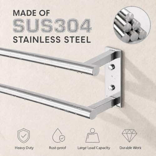 Alise 32 inch Double Towel Bar for Bathroom Wall Mounted, Polished Chrome - Image 5