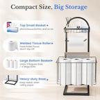 Toilet Paper Holder Stand Freestanding with Storage Basket for Bathroom - Image 6