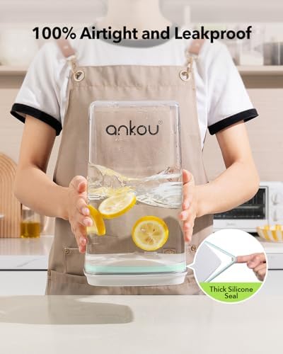 Ankou Airtight Pop Food Storage Container with Lid & 130ml Scoop, 4L/4.2qt BPA-Free Cereal, Rice, Flour, Pasta & Snack Container, Stackable & Durable,Kitchen Pantry Organizer - Image 3