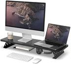 Fenge Monitor Stand Riser, Wooden & Metal Desk Shelf Organizer, Black by Fenge