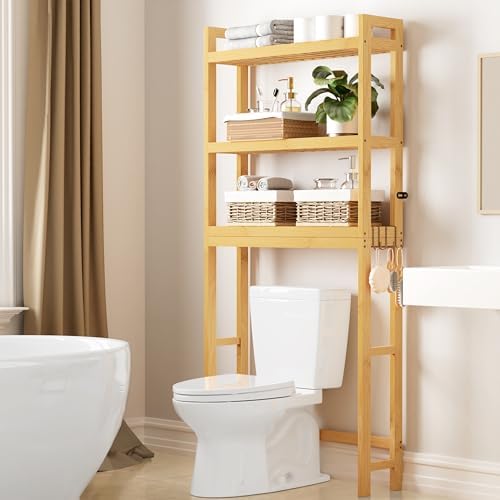 Smiry Bamboo Over The Toilet Storage Cabinet, 3 Tier, Natural by Smiry